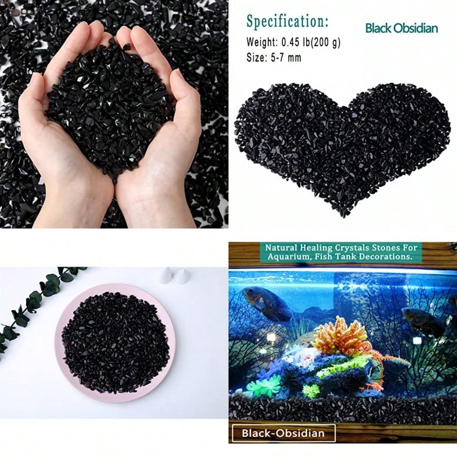 Natural Black Obsidian Crystal - Planted Aquarium With Gravel recension och pris